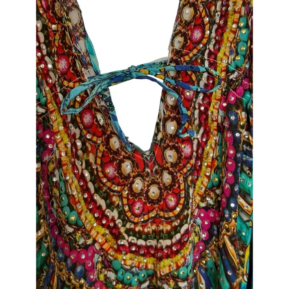 Narcisa Lang Silk Viscose Multicolor Maxi Dress One Size - Picture 10 of 15